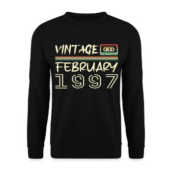 Februar 1997 Bestes Geschenk Februar 1997 Februar - Unisex Pullover - Schwarz - Vorne - Alina (178cm) & Michal (187cm)