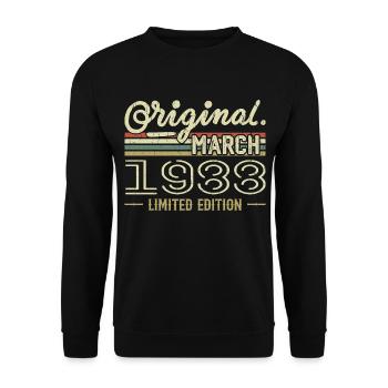 Né en Mars 1988 Cadeau Anniversaire Mars 1988 - Sweat-shirt Unisexe - noir - Devant - Alina (178cm) & Michal (187cm)