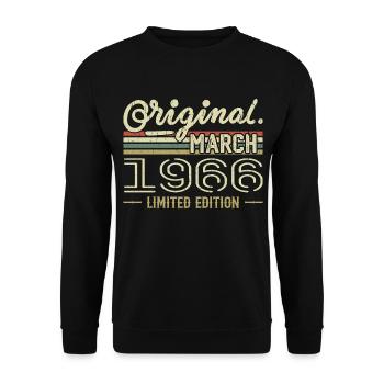 Born in March 1966 Birthday Gift March 1966 - Unisex Sweatshirt - black - Front - Alina (178cm) & Michal (187cm)