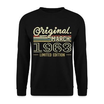 Né en Mars 1968 Cadeau Anniversaire Mars 1968 - Sweat-shirt Unisexe - noir - Devant - Alina (178cm) & Michal (187cm)