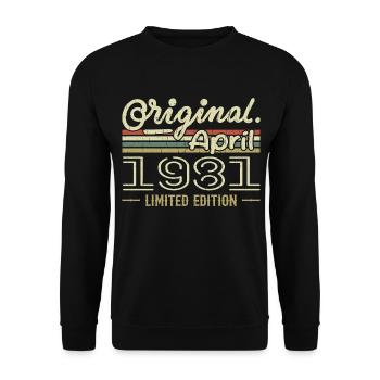 April 1981 Geschenk zum 44-jährigen Jubiläum April 1981 - Unisex Pullover - Schwarz - Vorne - Alina (178cm) & Michal (187cm)