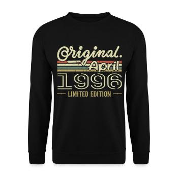 Avril 1996 Cadeau 29e Anniversaire Avril 1996 - Sweat-shirt Unisexe - noir - Devant - Alina (178cm) & Michal (187cm)