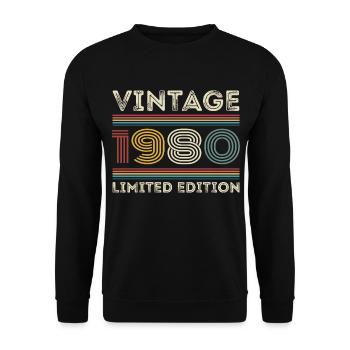 1980 Birthday 1980 Retro 1980's Gift 1980's - Unisex Sweatshirt - black - Front - Alina (178cm) & Michal (187cm)