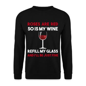 Vin Drôle dire cadeau buveur de vin blague - Sweat-shirt Unisexe - noir - Devant - Alina (178cm) & Michal (187cm)
