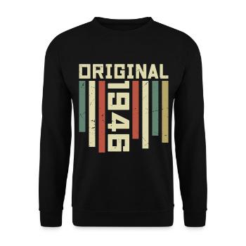 1946 Retro-Geschenk 1946 Geburtstagsgeschenk 78 Jahre - Unisex Pullover - Schwarz - Vorne - Alina (178cm) & Michal (187cm)