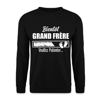Bientôt Grand frère Cadeau Futur Grand frère - Sweat-shirt Unisexe - noir - Devant - Alina (178cm) & Michal (187cm)