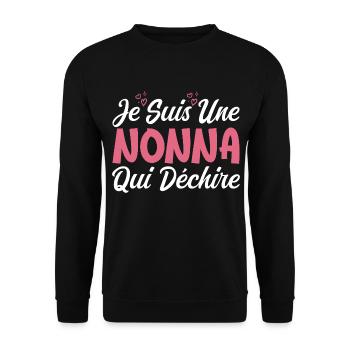 Je suis une Nonna qui Déchire - Sweat-shirt Unisexe - noir - Devant - Alina (178cm) & Michal (187cm)