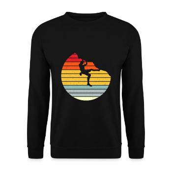 Klettern Vintage Retro - Unisex Pullover - Schwarz - Vorne - Alina (178cm) & Michal (187cm)