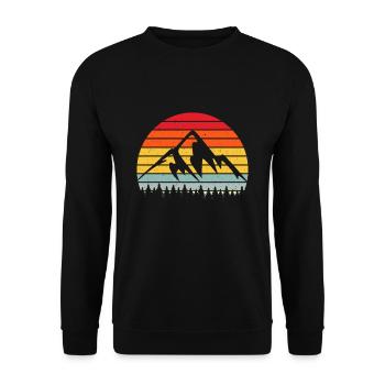 Berge Wald Retro Vintage - Unisex Pullover - Schwarz - Vorne - Alina (178cm) & Michal (187cm)