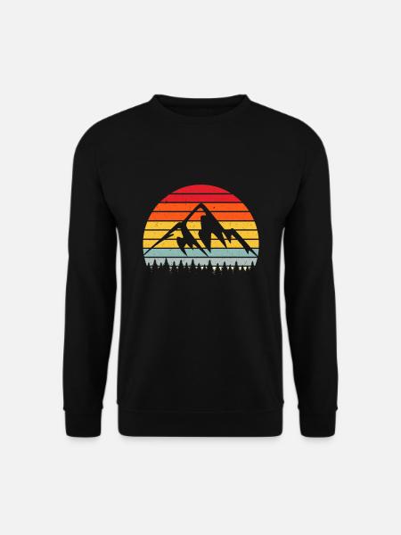 Berge Wald Retro Vintage - Unisex Pullover - Schwarz