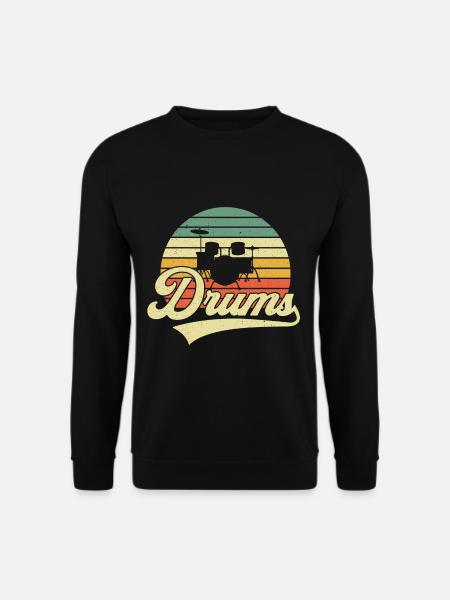 Schlagzeug Drums Retro Vintage - Unisex Pullover - Schwarz