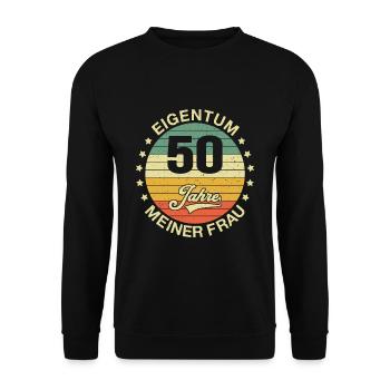 50 Hochzeitstag Goldene Hochzeit Ehemann Geschenk - Unisex Pullover - Schwarz - Vorne - Alina (178cm) & Michal (187cm)