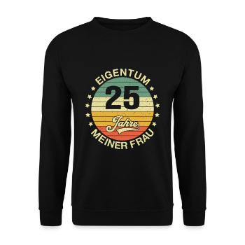 25 Hochzeitstag Silberhochzeit Ehemann Geschenk - Unisex Pullover - Schwarz - Vorne - Alina (178cm) & Michal (187cm)