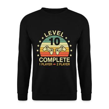 Level 10 Complete Gamer 10 Anniversary Wedding Anniversary - Unisex Sweatshirt - black - Front - Alina (178cm) & Michal (187cm)