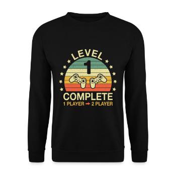 Level 1 Complete Gamer 1 Anniversary Wedding Anniversary - Unisex Sweatshirt - black - Front - Alina (178cm) & Michal (187cm)