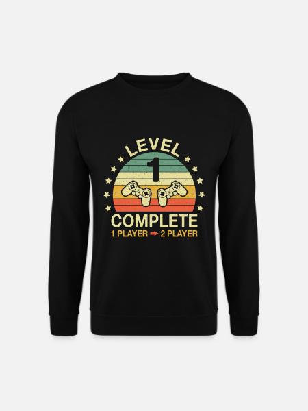 Level 1 Complete Gamer 1 Anniversary Wedding Anniversary - Unisex Sweatshirt - black