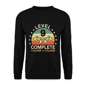 Level 9 Complete Gamer 9 Anniversary Wedding Anniversary - Unisex Sweatshirt - black - Front - Alina (178cm) & Michal (187cm)