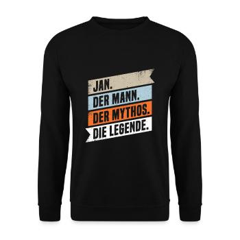 Jan Der Mann Der Mythos Die Legende - Unisex Pullover - Schwarz - Vorne - Alina (178cm) & Michal (187cm)