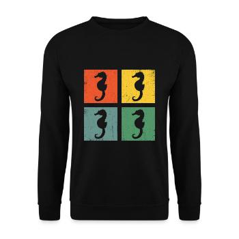 Seahorse Retro Vintage - Unisex Sweatshirt - black - Front - Alina (178cm) & Michal (187cm)