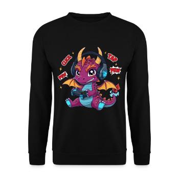 Gamer Gaming Dragon Kids - Unisex Sweatshirt - black - Front - Alina (178cm) & Michal (187cm)