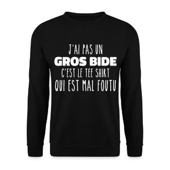 I don't have a big belly it's the gift tee shirt - Unisex Sweatshirt - black - Front - Alina (178cm) & Michal (187cm)