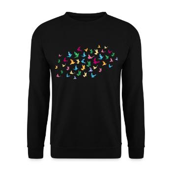 Origami oiseaux - Grues d’Origami Japonais - Sweat-shirt Unisexe - noir - Devant - Alina (178cm) & Michal (187cm)