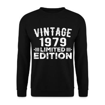 Baujahr 1979 Geburtsjahr Geburtstag 1979 vintage - Unisex Pullover - Schwarz - Vorne - Alina (178cm) & Michal (187cm)