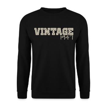 Jahrgang 1947 Original 1947 Retro 1947 Geschenk 1947 - Unisex Pullover - Schwarz - Vorne - Alina (178cm) & Michal (187cm)