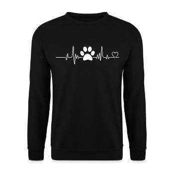 Lustige Herzschlag Hunde und Katzen Liebhaber Männer Frauen - Unisex Pullover - Schwarz - Vorne - Alina (178cm) & Michal (187cm)