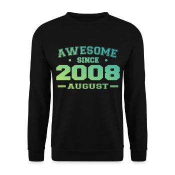 2008 August Year Birth Birthday August 2008 - Unisex Sweatshirt - black - Front - Alina (178cm) & Michal (187cm)