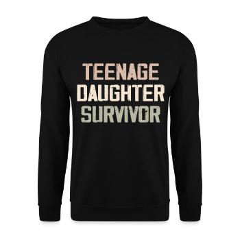 Teenage Daughter Survivor Funny Father's Day Quote - Sweat-shirt Unisexe - noir - Devant - Alina (178cm) & Michal (187cm)