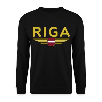 Riga T-Shirt – Capital City Love - Unisex Sweatshirt - black - Front - Alina (178cm) & Michal (187cm)