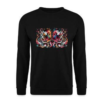Symmetrie des Ozeans - Unisex Pullover - Schwarz - Vorne - Alina (178cm) & Michal (187cm)