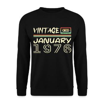 Vintage January 1976 - Birthday January 1976 - Unisex Sweatshirt - black - Front - Alina (178cm) & Michal (187cm)