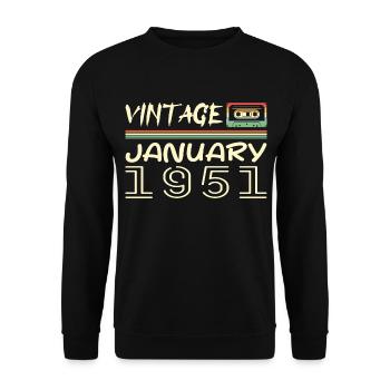 Vintage Janvier 1951 - Anniversaire Janvier 1951 - Sweat-shirt Unisexe - noir - Devant - Alina (178cm) & Michal (187cm)