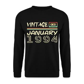 Jahrgang Januar 1994 – Geburtstag Januar 1994 - Unisex Pullover - Schwarz - Vorne - Alina (178cm) & Michal (187cm)