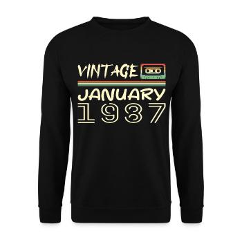 Vintage Janvier 1987 - Anniversaire Janvier 1987 - Sweat-shirt Unisexe - noir - Devant - Alina (178cm) & Michal (187cm)