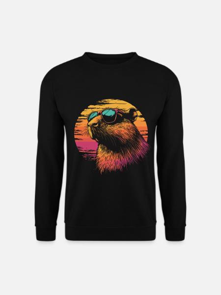 Capybara mit Sonnenbrille - Unisex Pullover - Schwarz