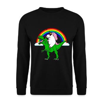 Unicorn and dinosaur - Unisex Sweatshirt - black - Front - Alina (178cm) & Michal (187cm)