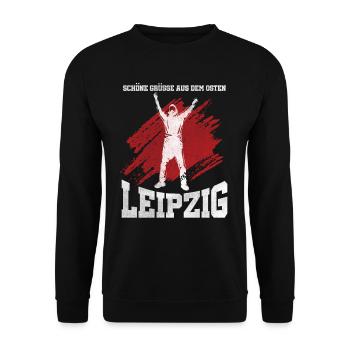 Greetings from the East Leipzig - Saxony - Unisex Sweatshirt - black - Front - Alina (178cm) & Michal (187cm)