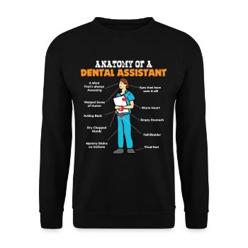 Anatomie einer Zahnarzthelferin - Zahnarzt Sprüche - Unisex Pullover - Schwarz - Vorne - Alina (178cm) & Michal (187cm)
