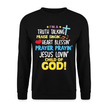 Vérité Louange Bénédiction Prière Enfant de Dieu Chrétien - Sweat-shirt Unisexe - noir - Devant - Alina (178cm) & Michal (187cm)