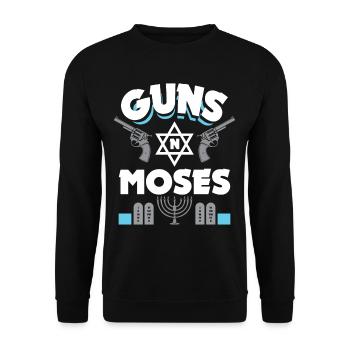Guns N Moses - Funny Jewish saying - Unisex Sweatshirt - black - Front - Alina (178cm) & Michal (187cm)