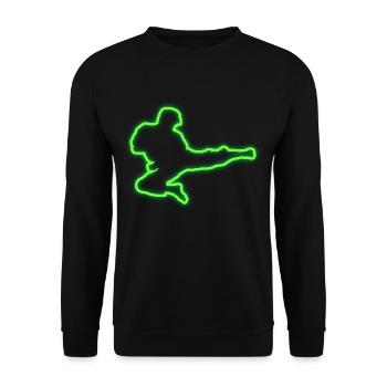 Neon Tae Kwon Do Kampfsport Retro Geschenkidee - Unisex Pullover - Schwarz - Vorne - Alina (178cm) & Michal (187cm)