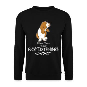 Basset Hound - Des proverbes drôles de chiens - Sweat-shirt Unisexe - noir - Devant - Alina (178cm) & Michal (187cm)