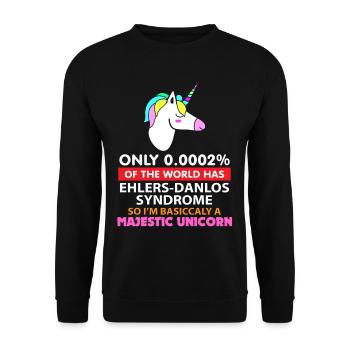 Syndrome de Ehlers Danlos - Licorne majestueuse - Sweat-shirt Unisexe - noir - Devant - Alina (178cm) & Michal (187cm)
