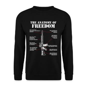 Anatomy of Freedom M4 AR15 Assault Rifle Gun Flag - Unisex Sweatshirt - black - Front - Alina (178cm) & Michal (187cm)