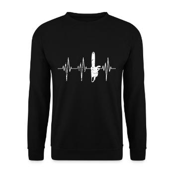 Holzfäller - Motorsäge Kettensäge Heartbeat - Unisex Pullover - Schwarz - Vorne - Alina (178cm) & Michal (187cm)