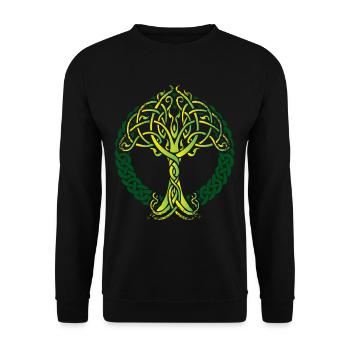 WIKINGER KELTISCHER ASTWERK BAUM DES LEBENS - Unisex Pullover - Schwarz - Vorne - Alina (178cm) & Michal (187cm)