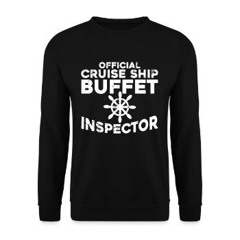 Buffet Inspektor Lustiges Kreuzfahrtschiff Shirt - Unisex Pullover - Schwarz - Vorne - Alina (178cm) & Michal (187cm)
